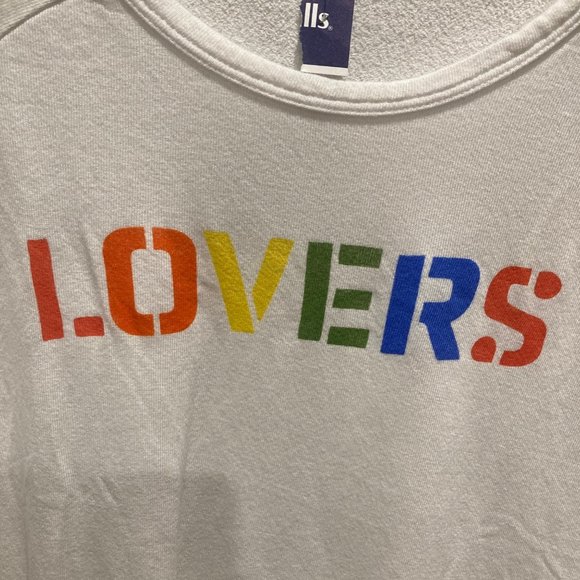 NWT Sundry white lovers rainbow graphic sweater large - Picture 2 of 4